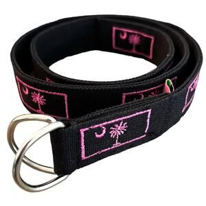 Ladies South Carolina Symbol Palmetto Moon Pink Black Adjustable Belt Preppy S